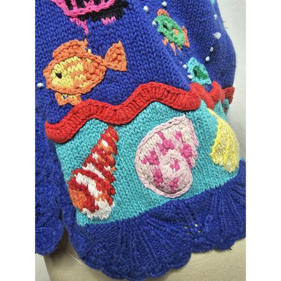 Vintage Star Blue Originals Ocean theme Women's Sweater Size Small sleeveless - Picture 7 of 13